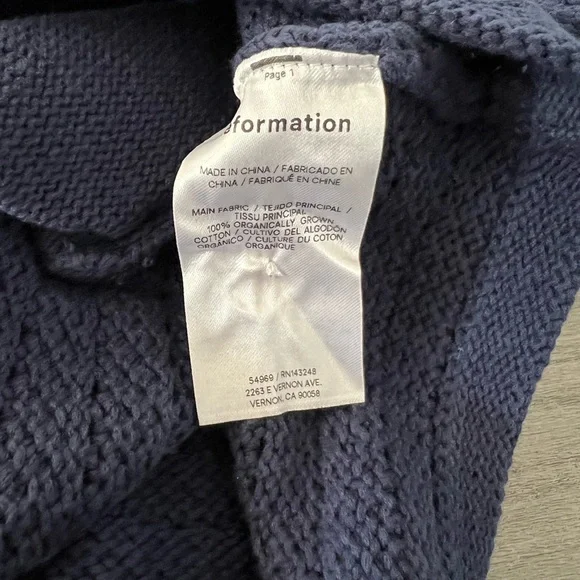 Reformation Navy Cardigan with Gold Buttons - Picture 4 of 10